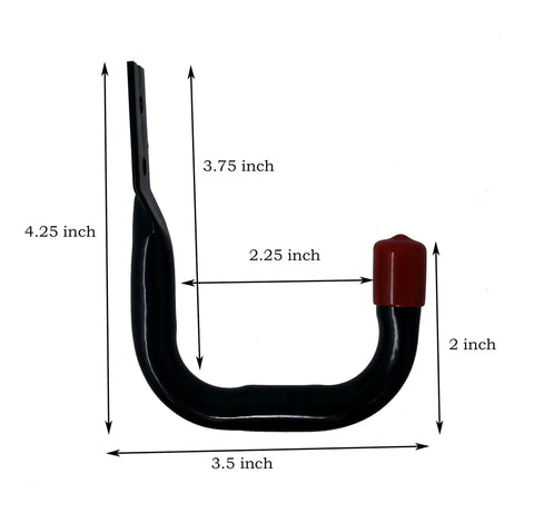 Tough As Nails Heavy Duty Garage Storage Utility Hooks Black 6 Pack Holds Up To 25 Pounds Mount On Wood Studs Or Brick With Screws Not Included Rust Resistant Powder Coated Non Marking Tips shown with dimensions