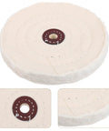 Heavy Duty 2 Pack Cotton Buffing Wheels With 12mm Arbor And 5.6 Inch Diameter, beige abrasive wheel for polishing.