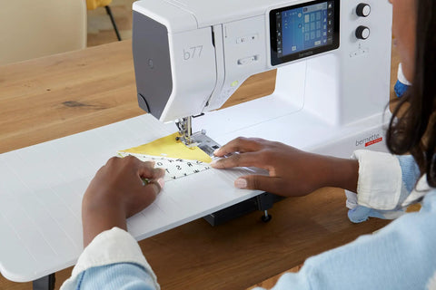 Heavy Duty Computerized Sewing Machine With Sharp LCD Screen Quilting Kit Extension Table And Bonus Bundle making custom patches.