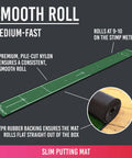 Slim Home Putting Mat For Fast Smooth Roll And Lower Scores, 7.9ft By 0.82ft Green, Rubber Backed Nylon Surface, At Home Golf Practice