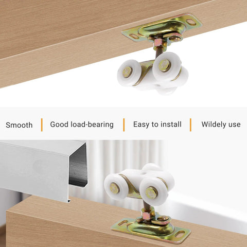 Pocket Door Roller Replacement Kit Three Quarter Inch Sliding Door Wheels With Top Hanger for Closet Bypass and RV Sliding Doors