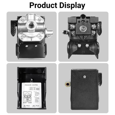 Pressure Switch For Two Stage Air Compressor Five To Seven And A Half HP 135 To 175 PSI With Unloader And Four Port On Off Lever