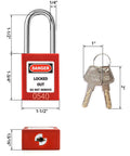 Red Lockout Safety Padlocks Set Of 2 With 4 Keys One Worker One Lock One Key Policy Writable Label Non Conductive Thermoplastic