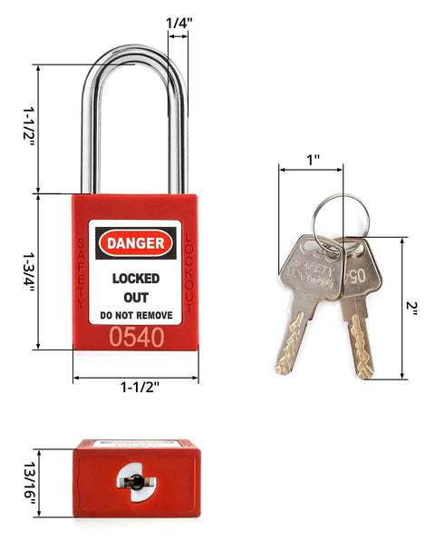 Red Lockout Safety Padlocks Set Of 2 With 4 Keys One Worker One Lock One Key Policy Writable Label Non Conductive Thermoplastic