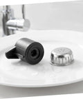Must Have Pressure Cooker Float Valve Replacement Set With Stainless Steel And Plastic Parts For Air Tight Performance And Leak Free Cooking Upgrades, showing black plastic valve and stainless steel float.