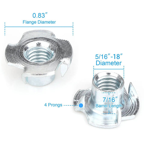 100 Pack Zinc Plated T Nuts Heavy Duty Threaded Inserts Premium Carbon Steel Hardware For Woodworking And Cabinetry Built To Take A Beating On Any Build Site
