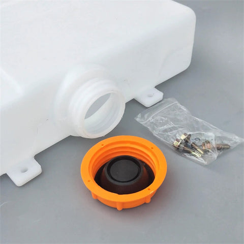 7L Beefed-Up Plastic Gas Fuel Storage Tank With Screw Kit for Boat Car Truck And Van Parking Heaters, shown with fittings