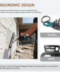 Pro Grade 27.5 Inch Closed Cell PU Foam Planer Cuts Polyurethane Walls Fast showing ergonomic handles in use during wall planning.