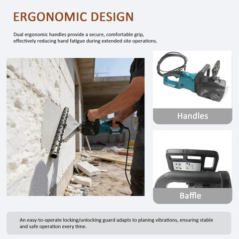 Pro Grade 27.5 Inch Closed Cell PU Foam Planer Cuts Polyurethane Walls Fast showing ergonomic handles in use during wall planning.