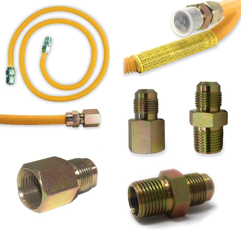 Flexible Stainless Steel Gas Line For Dryer With Connector Kit Half Inch MIP To Half Inch FIP Fittings Durable Yellow Gas Hose