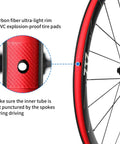 Ultralight 700C Carbon Road Wheelset with carbon fiber rim and PVC tire pads ensuring durability and safety, center lock disc brake.