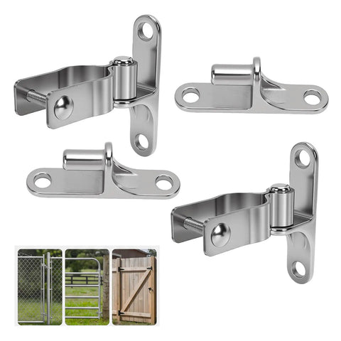 2 Pack Chain Link Fence Gate Post Hinge Set One And Three Eighths Inch Heavy Duty Stainless Steel Hinges with bolts and nuts