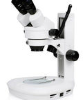 Binocular Zoom Stereo Microscope With 0.7x-4.5x Primary Zoom And 7x-45x Magnification, 10x Widefield Eyepieces, Top And Bottom LED Illumination, Track Stand, Built For DIY Probing, Lab Work, And Classroom Use, white track stand