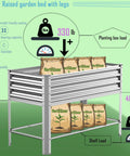 Raised Garden Bed With Legs Built To Last Galvanized Planter Box With Storage Shelf And Drainage Holes 48 By 24 By 32 Inch Heavy Duty