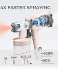 Ultra Light Paint Sprayer Gun For Indoor And Outdoor Work Featuring Sweet Pink Body showing spraying mechanism and nozzles for easy use.
