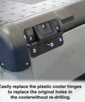 Replacement Igloo Cooler Hinges 2 Pack For 150 To 165 Qt Coolers Oversized Mechanical Hinges With 12 Stainless Steel Screws