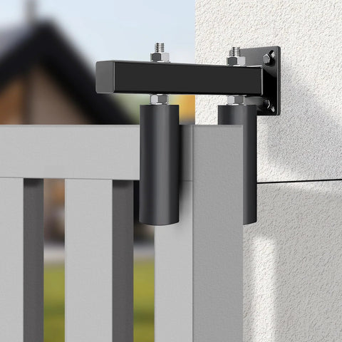 Six Inch Slide Gate Guide Roller With Black Steel Bracket Adjustable UHMW Nylon Rollers Up To Five Point Five Inches Heavy Duty Sliding Gate Hardware