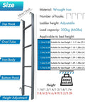Sturdy Bunk Bed Ladder With Handrails For Kids And Seniors Adjustable From 3.8ft To 5.5ft silver finish with specs and measurements