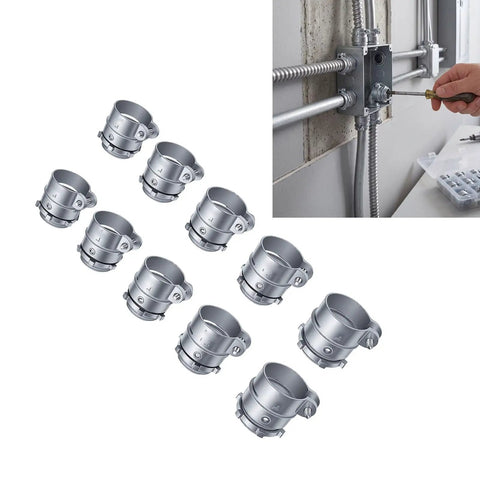 Heavy Duty 20 Piece 1 Inch Squeeze Conduit Connectors For Fmc Electrical Systems Die Cast Zinc Alloy showing installation and connectors.