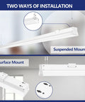 Installation options for 8 Foot LED Shop Light Fixture Hella Bright 110W 12200 Lumens 6000K Cool White Linkable Linear