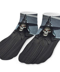 Death Scythe Ankle Socks With Moisture Wicking Tech featuring skull design, breathable, for casual sports, unisex, everyday wear
