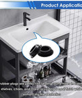 65 Pcs Rubber Plugs For Round Holes Set In 6 Sizes including one inch, assorted white plugs displayed in kitchen sink area