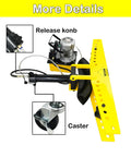 INTSUPERMAI Electric Hydraulic Pipe Bender For Round Tubes 0.1 To 0.24 Inch Wall Thickness With 110V Power And 10 Dies detailed view showing release knob and caster.