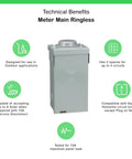 Homeline 70 Amp Outdoor Main Lug Load Center 2 Space 4 Circuit Configuration With Rainproof Cover Top Feeder Entry Single Phase Rated