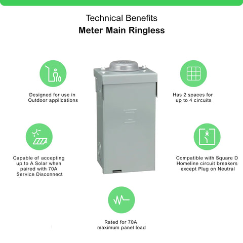 Homeline 70 Amp Outdoor Main Lug Load Center 2 Space 4 Circuit Configuration With Rainproof Cover Top Feeder Entry Single Phase Rated