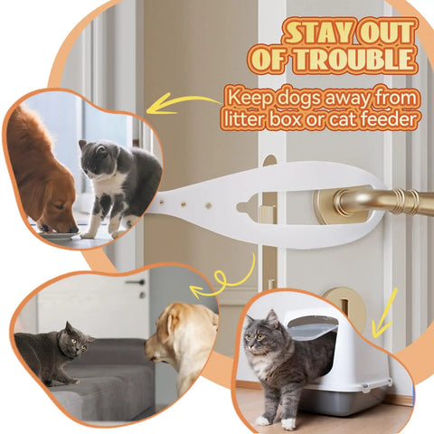 Heavy Duty Adjustable Cat Door Latch Keeps Pups Out While Cats Roam Free 2.5 To 6 Inch White Two Pack on door with cats and dogs.