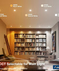 Amico 24 Pack 6 inch 5CCT LED Recessed Lighting showcasing 5 color temperature options in a stylish living room.