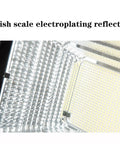JUDYSSY Solar Flood Light Outdoor fish scale electroplating reflector detail for optimal light output, black design.
