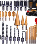 32 Piece Woodworking Drill Bit Set With Countersink Bits, Wood Plug Cutter, Step Bit, Center Punch, L Wrench, for various drills