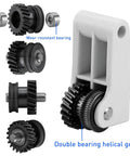 All Metal Hotend Upgrade Kit For P1S Direct Drive Extruder with helical gear handle and hardened steel gears in detail view.