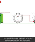 Wiring diagram for 19mm Momentary Push Button Switch Waterproof Stainless Steel High Round Cap With High Flush Screw Terminals 250V 5A