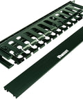 Horizontal Cable Manager 1U Black For Rack Mounts With Dual Hinged Cover And Flexible Fingers, lightweight durable plastic with cover off