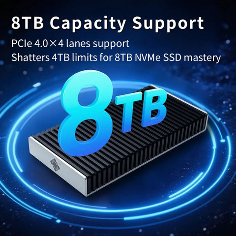 Kickass External NVMe SSD Enclosure Supporting Thunderbolt 4 And USB4 Boasts Blazing 40Gbps Transfer Rates For M2 Drives features 8TB capacity support.