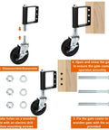 Heavy Duty Gate Caster Wheel Set 4 Inch Spring Loaded Swivel Gate Wheels With Universal Mount Plate assembly steps