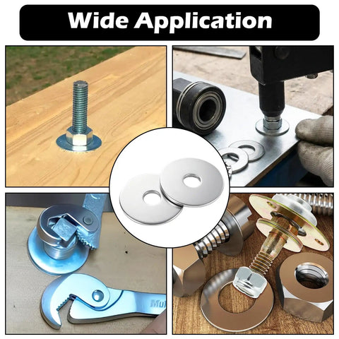 Bulk 200 Piece Flat Washer Set Zinc Plated Carbon Steel 10 Mm ID 40 Mm OD 2 Mm Thick Fender Style Washers in use