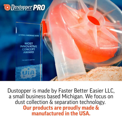Low Profile Dust Collector Accessory That Quickly Sucks Up Fine Sawdust And Coarse Shavings With Zero Hassle, clear cyclone separator next to award.