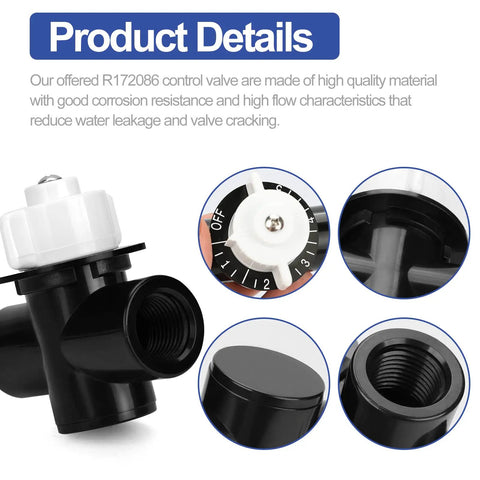 R172086 Half Inch Pool Control Valve For Chlorine Feeders Easy Install Replacement Plug And Play For Pool And Spa Chlorinator Systems Compatible With Rainbow Automatic Feeder Models 320 322 300 29X black threaded valve with white dial