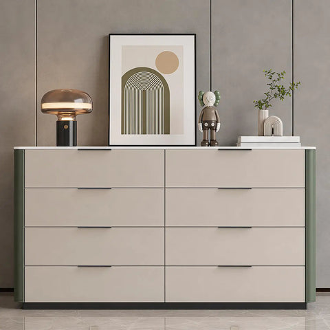 Matte Black 5 Inch Finger Edge Cabinet Pulls 10 Pack used on modern dresser drawers with sleek design and easy grip.