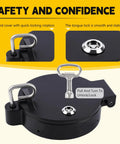 Close-up of locking mechanism on 6 Inch PVC Conduit Carrier Kit with description of locking and security features.