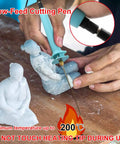 Electric Hot Wire Foam Cutter Pen 10cm For Styrofoam Board With Stand And Adapter used to shape white foam figure with precision.
