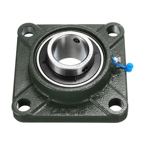 Two Pack UCF207-22 Pillow Block Bearings With 1 3 Eighths Inch Bore Self Alignment, Solid Cast Iron Base, Square Flange Mounted, Chrome Steel Bearings, Beefy Heavy Duty Build, Includes Four Screws and Two Wrenches. 1-3/8 bore cast iron pillow block bearing