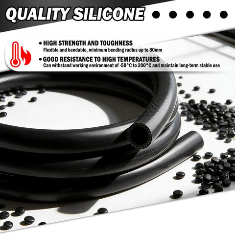 Silicone Radiator Heater Hose 5/8 Or 3/4 Inch ID 9.84 Ft Cuttable Flexible Coolant Water Air Transfer Hose With 246 PSI Burst Pressure For Cars SUVs Trucks No Fuss Easy Fit coiled in sunlight with resistance to high temperatures.