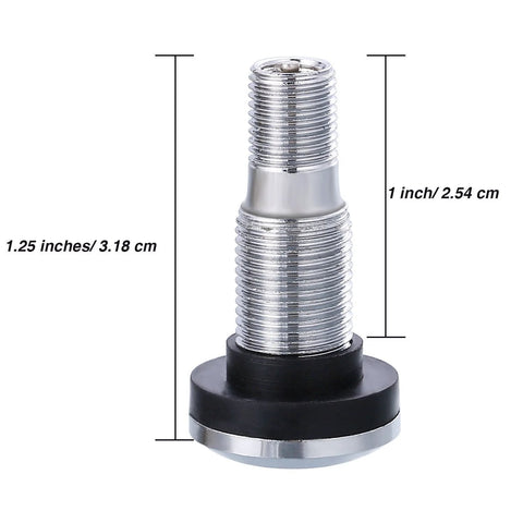 TecUnite TR-416-S metal valve stem, outer mount, chrome-plated with black rubber base