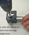 Drilling with Aluminum Extrusion Drill Guide and Tap Jig 2 in 1 Access Hole for 20 30 40 Series European Standard Aluminum Profiles