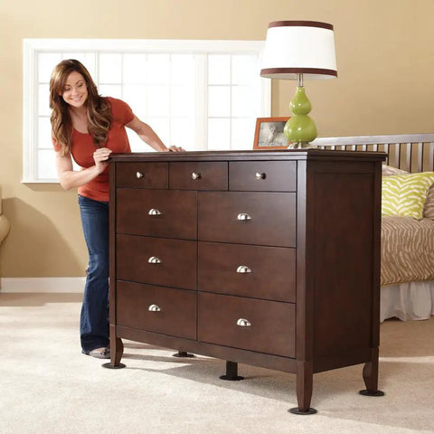 Heavy Furniture Sliders For Carpet And Hardwood Floors Beige Two In One Three And A Half Inch And Five Inch Sizes Make It A Breeze To Move Sofas Tables Desks And More 8 Pack used to move a dresser on carpet