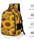 Dense Sunflower Repeat Printed Backpack For Everyday Carry Unisex Large Capacity Daypack With Durable Zipper Lightweight Polyester